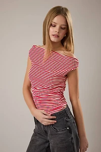 Red Stripe Off Shoulder Top