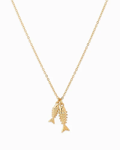 Gold Double Sea Life Sardine Necklace