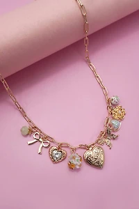 CHARM NECKLACE-HEART LOCKET BUTTERFLY BOW FLOWER | 80N91736