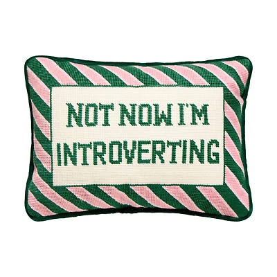Not Now I'm Introverting Embroidered Pillow