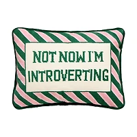 Not Now I'm Introverting Embroidered Pillow