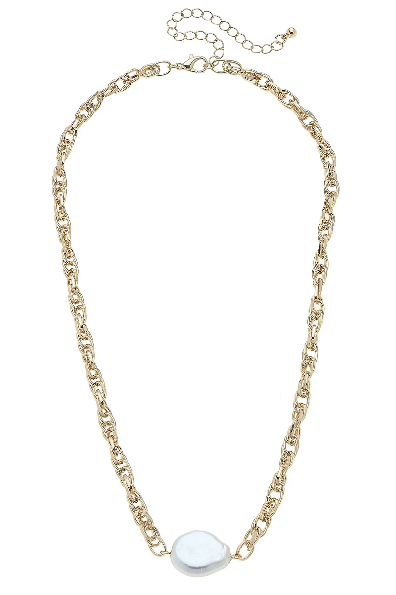 Violetta Baroque Pearl Chain Necklace in Shiny Gold