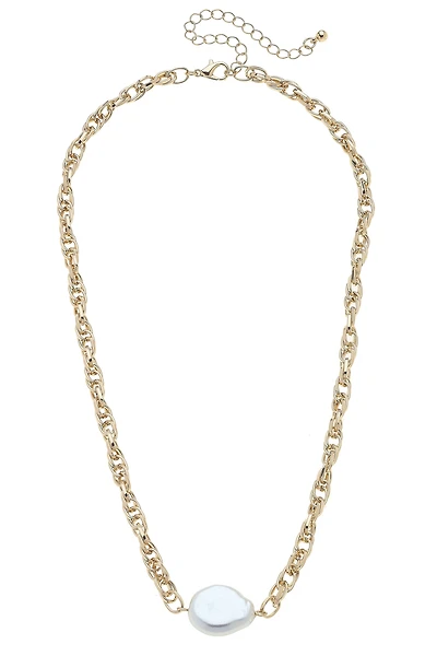 Violetta Baroque Pearl Chain Necklace in Shiny Gold