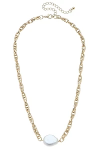 Violetta Baroque Pearl Chain Necklace in Shiny Gold