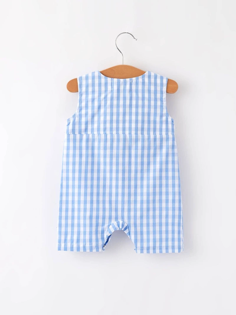 4th of july Flag Embroidery Smocking Boys Romper