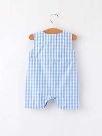 4th of july Flag Embroidery Smocking Boys Romper