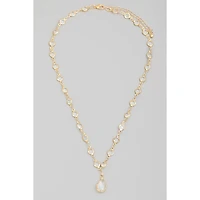 Faceted Rhinestone Pendant And Chain Necklace