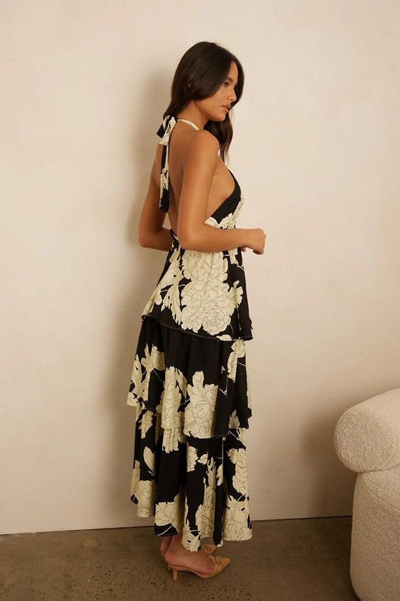 Cross Front Floral Maxi Dress