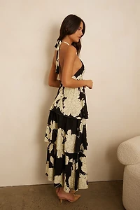 Cross Front Floral Maxi Dress