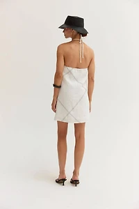 White Linen Stitch Mini Dress