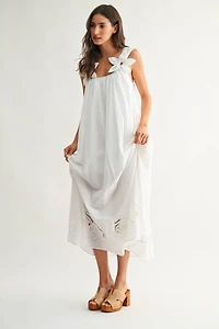 Embroidered Floral Shoulder Maxi Dress