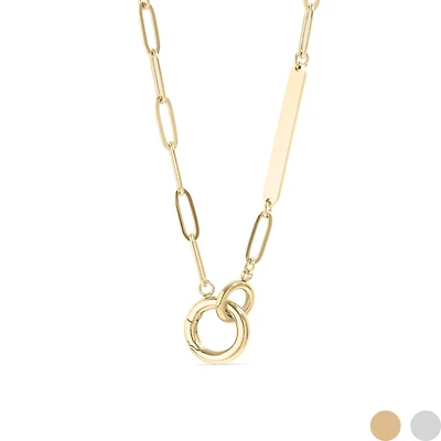 18K Gold Paperclip Charm Holder Necklace