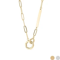 18K Gold Paperclip Charm Holder Necklace