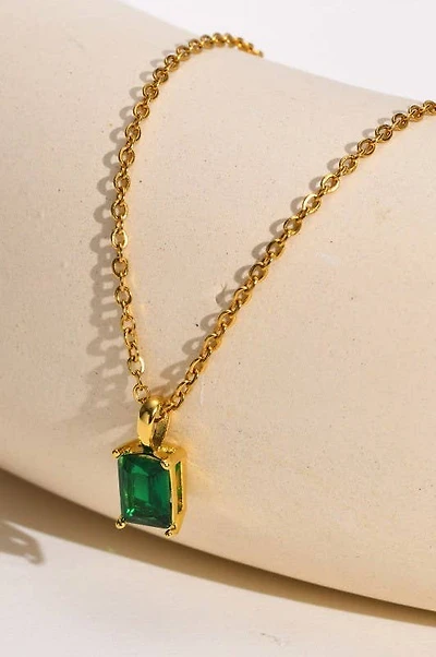 Emerald Glass 18K Stainless Steel Necklace