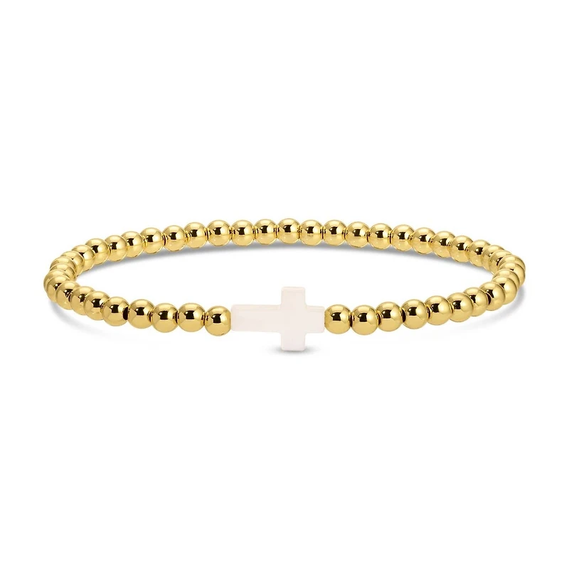4mm Stretch Breaded Bracelet w/ Cross