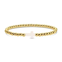 4mm Stretch Breaded Bracelet w/ Cross