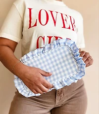Black Gingham Frilly Makeup Bag