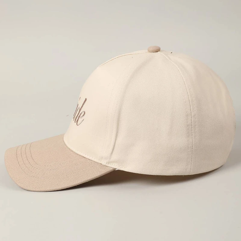 Beige Embroidered Bride Trucker Hat