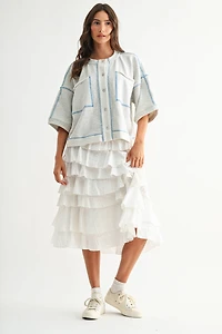 Gray Detailed Oversized Cardigan