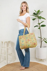 Yellow Floral Reversible Quilted Tote Bag