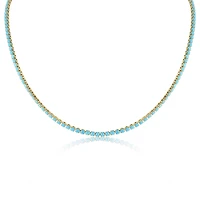 18k Gold Turquoise Rhinestone Tennis Chain Necklace