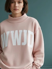Pink 'WWJD & AMEN' Reversible Mock Neck