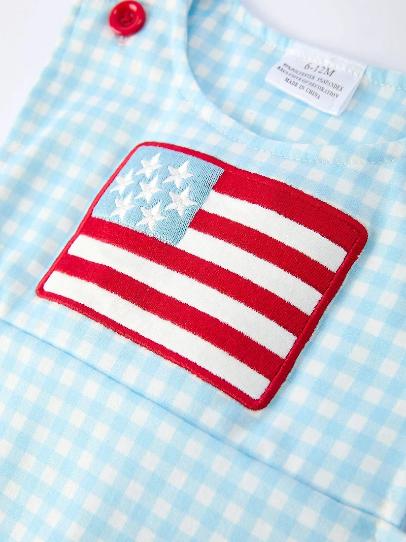 July 4th Plaid Boys Romper