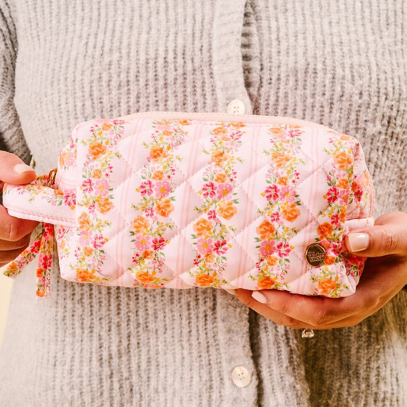 Essentials Quilted Cosmetic Pouch-Petal Parade