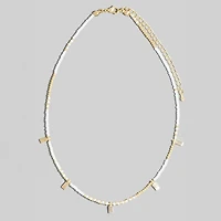 Rectangle Station Charms Seed Beaded Necklace