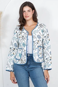White Floral Quilted Jacket
