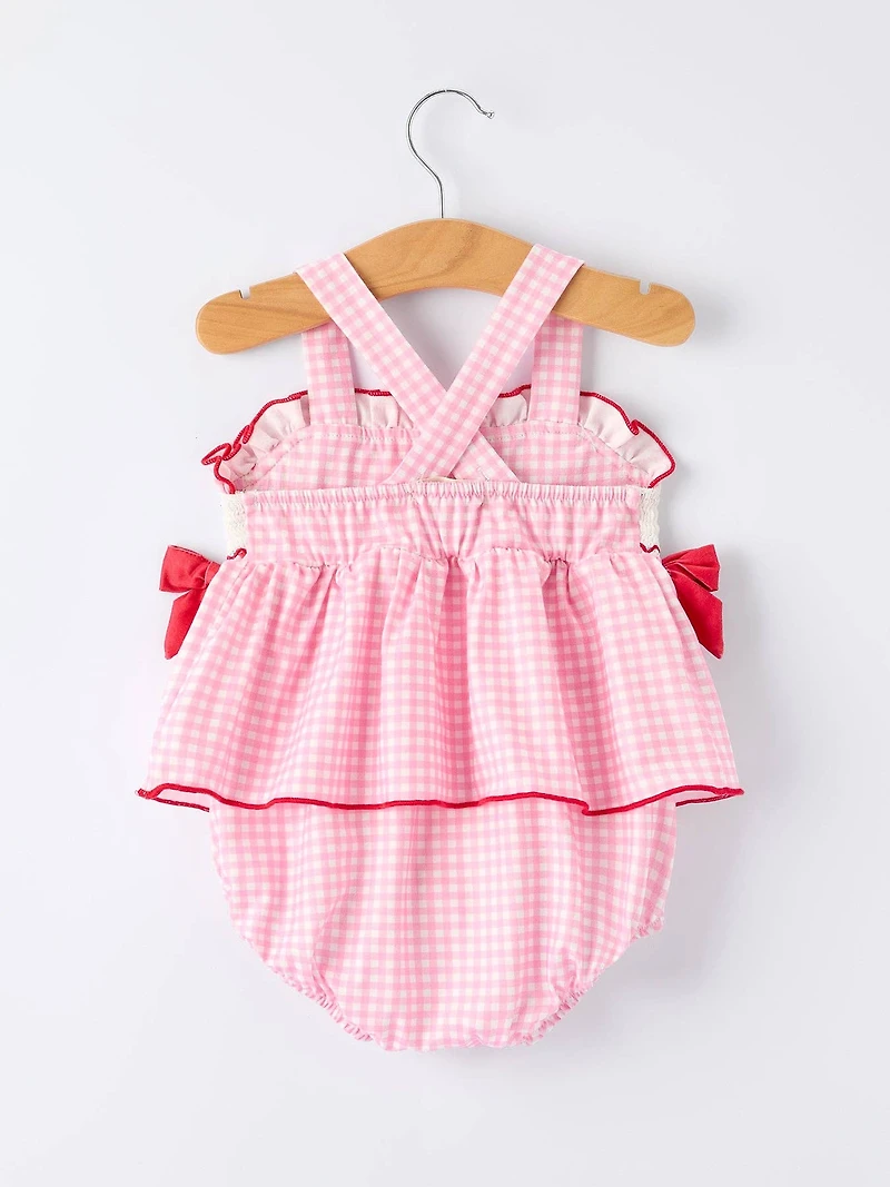 4th of July Plaid Girls Romper