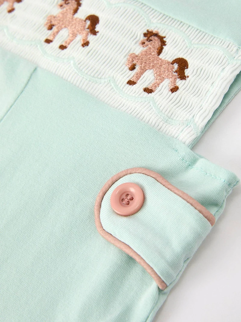 Western Horse Embroidery Boys Jonjon Romper