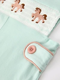 Western Horse Embroidery Boys Jonjon Romper