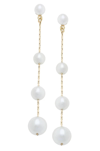 Audrey Pearl Earrings in Ivory & Shiny Gold