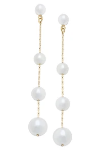 Audrey Pearl Earrings in Ivory & Shiny Gold