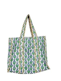 Green Floral Reversible Quilted Tote Bag