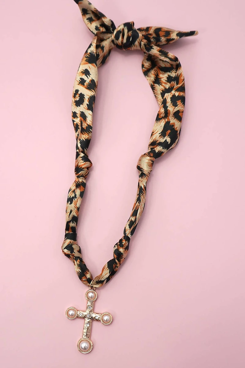 Cheetah Handmade Scarf Charm Necklace