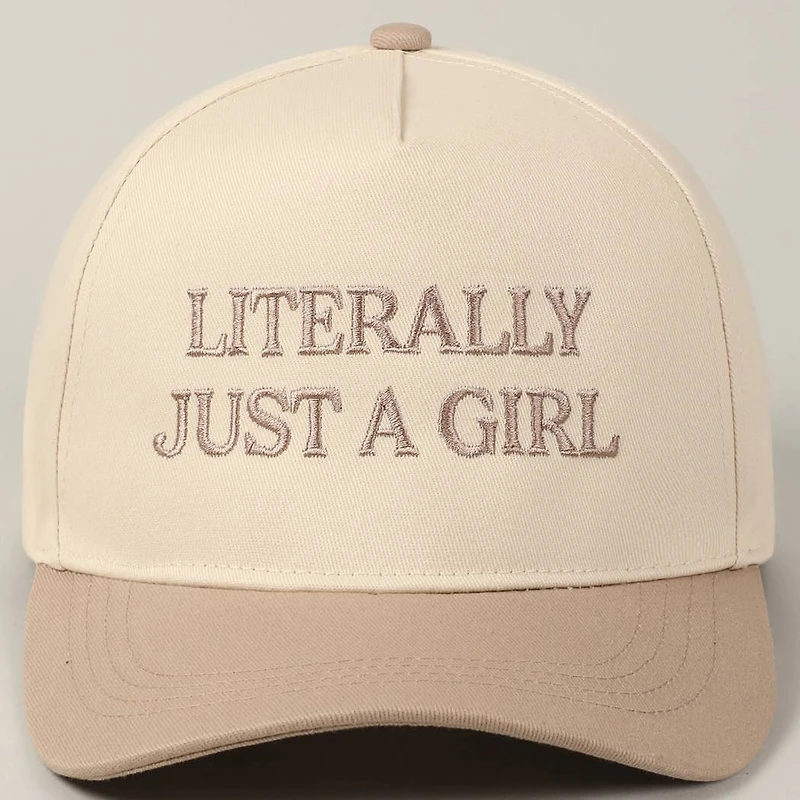 Literally Just A Girl Embroidery Two Tone Trucker Hat: FUCHSIA / ONE SIZE