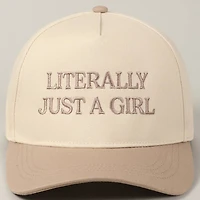 Literally Just A Girl Embroidery Two Tone Trucker Hat: FUCHSIA / ONE SIZE