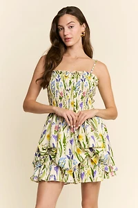 Floral Print Pattern Layered Dress