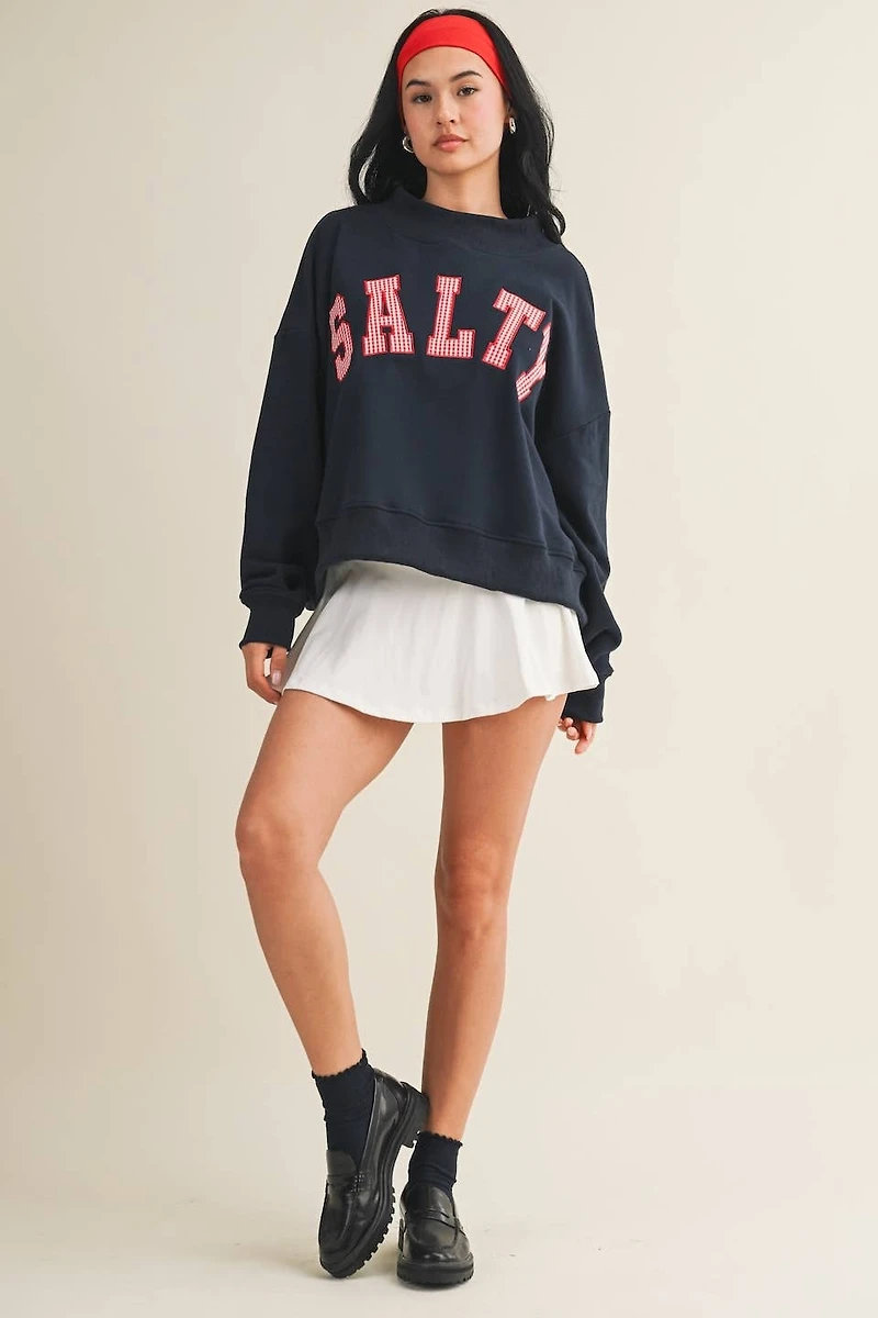 Navy "Salty" Mock Neck