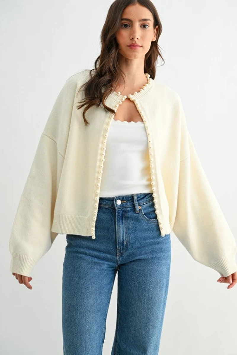 Pearl-Embellished Cardigan
