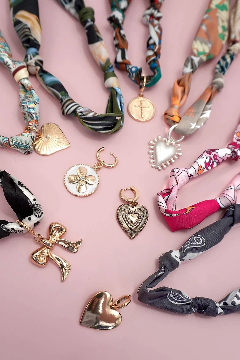 Flower Handcrafted Scarf Interchangeable Charm Necklace