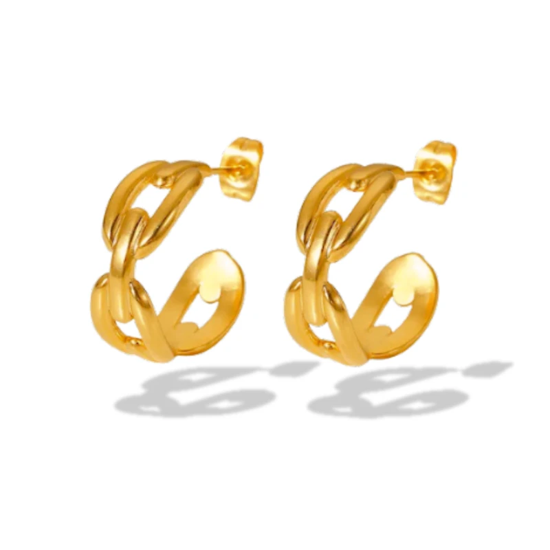 High Class Buckle 18K Gold Plated Hoops