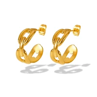 High Class Buckle 18K Gold Plated Hoops
