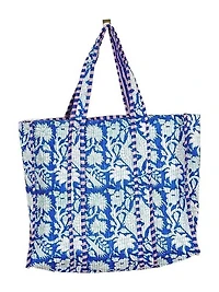Blue & Green Bird  Reversible Quilted Tote Bag