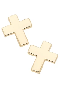 Portia Cross Stud Earrings in Shiny Gold