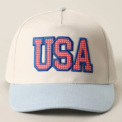 USA Flag Patch Denim Two-Tone Trucker Hat