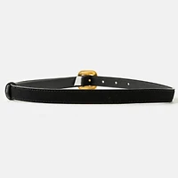 Gold Hardware Buckle Leather Belt