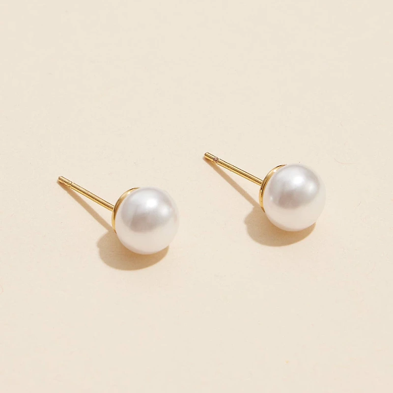 8mm Classic Large Pearl Stud Earrings